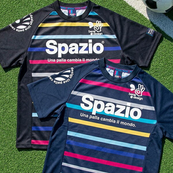 ゆうパケット対応可能！スパッツィオ キッズ 半袖 Tシャツ Spazio Jr.ボーダープラシャツ ジュニア 子供 吸水速乾 プラクティスシャツ スポーツウェア サッカー フットボール フットサル トレーニング ウェア 練習 部活 クラブ GE-0379