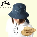 ネコポス発送! 送料無料 ラスティ サーフハット RUSTY レディース UVカット ビーチハット 帽子 UPF50+ 日よけ 首 あご紐付き あごひも ドローコード 定番 ハット サーフィン アウトドア マリンスポーツ ビーチ フェス 920923 10%off(4)