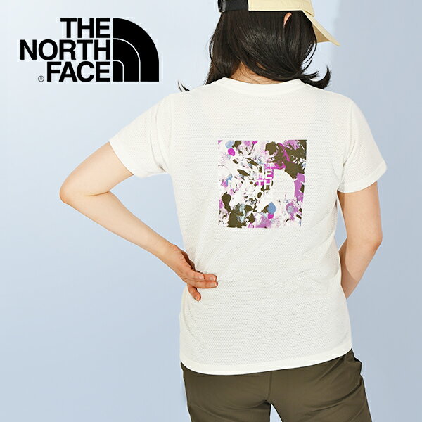 ゆうパケット発送！送料無料 ノースフェイス 半袖Tシャツ レディース 吸汗速乾 THE NORTH FACE S/S Run Mesh Square Logo Tee ラン メッシュ スクエア ロゴ ティー バックプリント 2024春夏新作 NTW32470