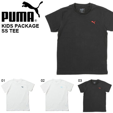 半袖 Tシャツ プーマ PUMA パッケージ SS TEE シャツ キッズ ジュニア 子供 男の子 女の子 コットン 無地 ワンポイント 子供服 839134 20%off