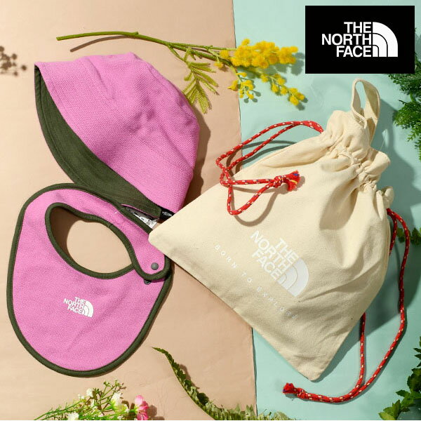 ゆうパケット発送！送料無料 2点セット ノースフェイス 子供 キッズ ハット スタイ THE NORTH FACE Baby Hat & Bib Set ベビーハット&ビブセット リバーシブルハット 帽子 巾着付き 2024春夏新色 nnb02211のサムネイル