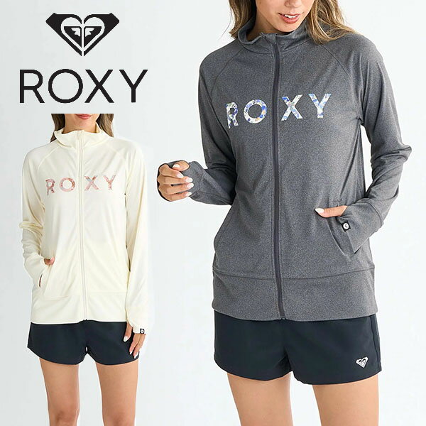 ネコポス発送! 送料無料 ラッシュガード レディース ROXY ロキシー ARTSY FLORAL LOGO STAND 長袖 ロゴ 定番 UVカット 紫外線対策 ジップ ビーチウェア サーフィン 海水浴 プール 水着 RLY251042 2025春夏新作 10%off