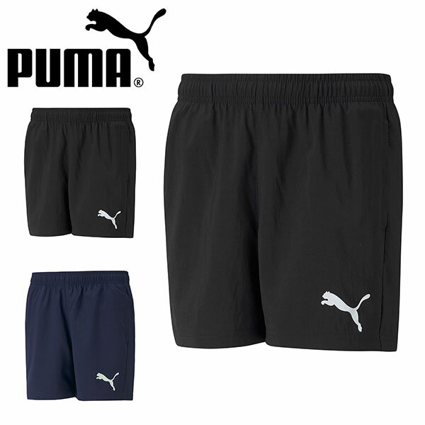 ■商品コメント &nbsp; PUMA(プーマ) ACTIVE ESS ウーブン ショーツ になります。 キッズ・ジュニア・子供・子ども・男の子・男児 ワントーンでまとめたミニマルなフォルムにホワイトカラーのプーマキャットが映えるACTIVE ESSウーブンショーツです。着回しのきくノームコアなデザインは、アクティブなキッズのワードローブに加えておくと頼りになります。速乾性のある軽やかな風合いとストレスフリーな穿き心地を叶える幅広の総ゴムウエストも嬉しいポイント。ハンカチなどの小物を入れておけるサイドポケット付きです。 ショートパンツ 左裾にホワイトカラーのプーマキャット 総ゴムウエスト仕様 サイドポケット スポーツシーンや通学や普段着など幅広く活躍します。 ポケット裏地: 100% ポリエステル 本体: 100% ポリエステル ※ご注文後、発送までにお時間をいただく場合がございます。 商品によってかかるお日数は異なりますので、お急ぎの方はメールにてお問い合わせください。 ※メーカー在庫切れ、廃盤など が生じた場合、やむを得ず、キャンセルの場合、ご登録いただいたメールアドレスへご連絡させていただきます。 &nbsp; ■商品詳細 &nbsp; ■ブランド PUMA-JAPAN（プーマジャパン） ■商品名 ACTIVE ESS ウーブン ショーツ ■品番 588832 ■カラー 01-プーマブラック 06-ピーコート ■材質 ポリエステル100％ &nbsp; ■商品カラーにつきまして &nbsp; 可能な限り商品色に近い画像を選んでおりますが、閲覧環境等により画像の色目が若干異なる場合もございますので、その旨をご理解された上でご購入ください。 &nbsp; メーカー希望小売価格はメーカー商品タグに基づいて掲載しています