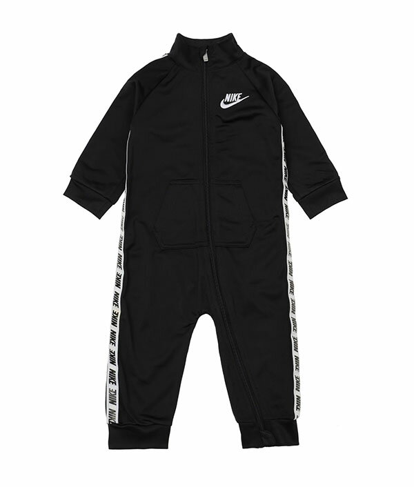 ナイキ ロンパース ベビー NIKE NKB TRICOT TAPING COVERALL 子供 キッズ 薄手 前開き ジッパー式 黒 ブラック 66f711