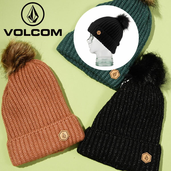 ゆうパケット発送！ 送料無料 ニット帽 VOLCOM ボルコム V.CO LYRA BEANIE ビーニー ニットキャップ 帽子 ファー 防寒 折り返し スノーボード スノボ スキー アウトドア 日本正規品 2023-2024冬新作 20%off