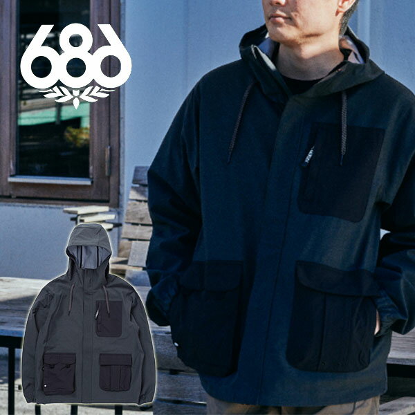 ラスト1点 Lサイズ 送料無料 スノーボードウェア 686 SIX EIGHT SIX シックスエイトシックス ブラックデニム調 COMPASS ANYTIME HOODY JACKET 限定モデル メンズ ジャケット スノボ スノーボード スノーウェア M3S901 2023-2024冬新作 25 off