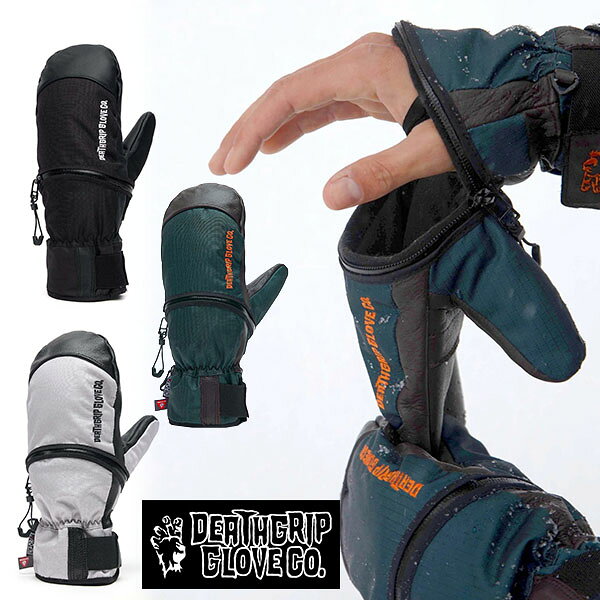■商品コメント &nbsp; デスグリップ グローブ(DEATH GRIP GLOVE) ミトン グローブ 独自のテクノロジーと共に10年にわたって走り続けたハンドアウトグローブブランドはデスグリップグローブとして新たにスタートします。 特許取得済みのHAND OUT独自テクノロジー。 耐候性のあるジッパー仕様により、そんな天候でも暖かくドライに。 HAND OUT GLOVESを象徴するのは、甲の中心で開閉するジップです。 ジップを開けば、ぱっくりと割れた甲の部分から指先をグローブの外に出せる機能。 手先を出しても、グローブ自体は装着したまま。 着脱による紛失や雪の侵入を防ぎ、ウェアにハンドゲイター機能が無くても暖かく過ごせます。 手首には、伸縮性のあるリストストラップが付いています。 ジップから手を出すと、グローブの先端部が手の平側に倒れますが、このストラップで本体に固定すれば、手元の妨げになりません。 グローブ内部には小さなカイロが入るハンドウォーマーポケット、グローブ外側の手首にはICリフト券が入るパスポケットが。 使い方は自由です。 ライディング中に手汗を感じたら、甲のジップを開けてください。グローブ内に溜まった熱と湿度が抜け、ドライな状態を保てます。 インナーグローブを併用すれば、ハイシーズンにジップを開けっ放していても寒くはありませんが、降雪時や転倒での雪の侵入には注意しましょう。 ライディングを撮りあったり、SNSにアップしたり、通話、チャット、ゲーム、スマホ操作し続ける人はハンドアウトグローブで着脱のストレスを緩和することが出来ます。 リフト降り場で慌てる事もありません。 手長 XS：16-17cm S：16.5-18cm M：17.5-19cm L：18.5-20.5cm XL：20-22cm 掌回り XS：18-19cm S：18.5-20.5cm M：20-22cm L：22-23.5cm XL：23.5-25cm &nbsp; ■商品詳細 &nbsp; ■ブランド デスグリップ グローブ(DEATH GRIP GLOVE) ■商品名 Werewolf Mitt ■品番 werewolf-mitt &nbsp; ■商品カラーにつきまして &nbsp; 可能な限り商品色に近い画像を選んでおりますが、閲覧環境等により画像の色目が若干異なる場合もございますので、その旨をご理解された上でご購入ください。 &nbsp;