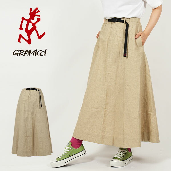 35%off 送料無料 グラミチ スカート レディース GRAMICCI LINEN FOLSOM SKIRT リネン フォルサム スカート ウィメンズ ゆったりシルエット ロング フレアスカート 無地 GLSK3-S2132 クライミン…