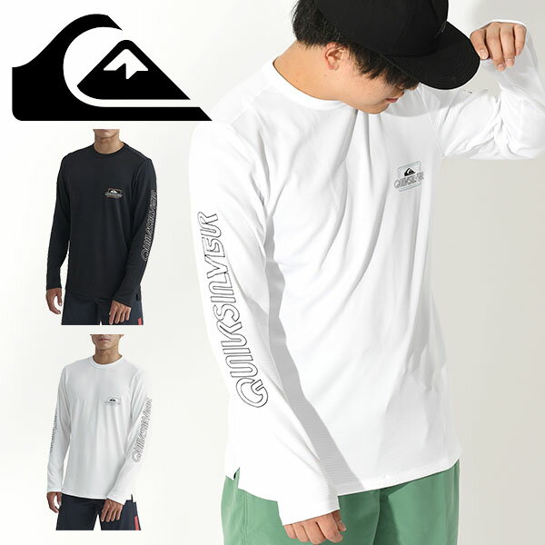 送料無料 ラッシュガード メンズ クイックシルバー QUIKSILVER 長袖 LINE BY LINE ACTION LS ロゴ 水着 UVカット ロンT スイムウェア T..