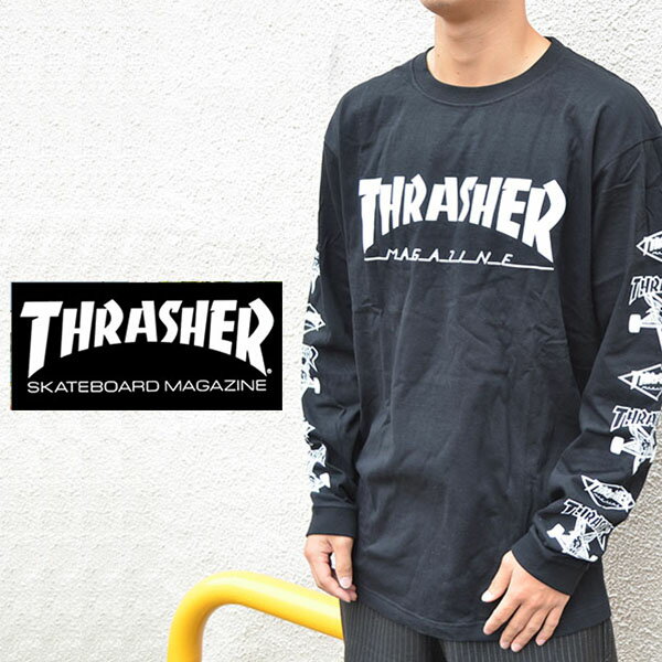 送料無料 長袖 Tシャツ THRASHER スラッシャー メンズ ロゴ MAG MULTI SLEEVE LOGO L/S TEE ロゴTシャツ プリントTシャツ ロンT スケーター スケボー スノボ 大きいサイズ 20%off