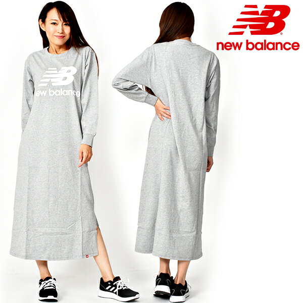 最大1000円OFFクーポン配布中 スリットありスウェットワンピースnewbalanceニューバランスレディースマキシレングス