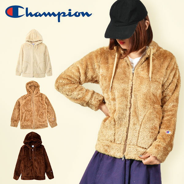 30%off 送料無料 フリース ジャケット チャンピオン Champion ZIP WOODED JACKET レディース もこもこ モコモコ ボア フルジップ パーカー アウター CW-L604