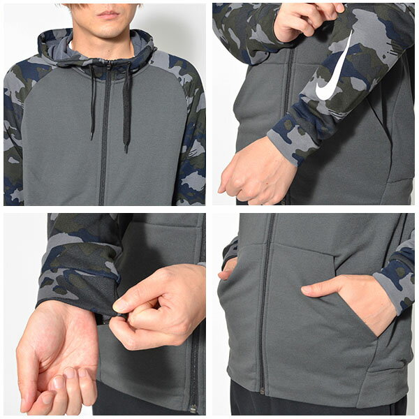 半額 50%off スウェット パーカー ナイキ NIKE メンズ DRI-FIT フリース 2L カモ フルジップ フーディ トレーナー ジャケット 長袖 スエット 迷彩 カモ柄 スポーツウェア AQ1139