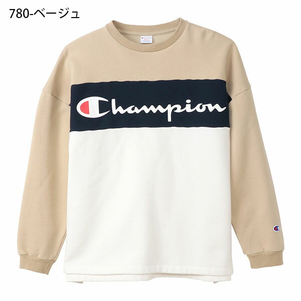 現品のみ 40%off 送料無料 長袖 Tシャツ チャンピオン Champion メンズ レディース ユニセックス クルーネックスウェットシャツ ロンT ロゴ 裏起毛 ベージュ C3-S024 2