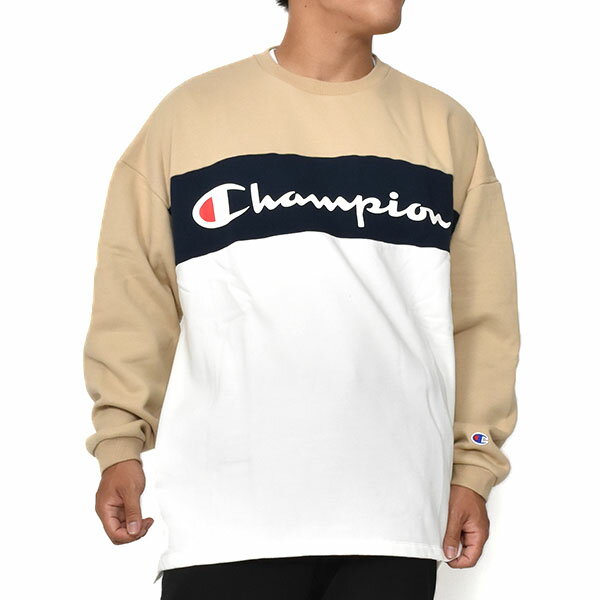 現品のみ 40%off 送料無料 長袖 Tシャツ チャンピオン Champion メンズ レディース ユニセックス クルーネックスウェットシャツ ロンT ロゴ 裏起毛 ベージュ C3-S024 3