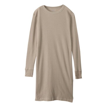長袖 ヘインズ Hanes レディース ウィメンズ サーマル ワンピースドレス 無地 ロング丈 ひざ丈 Tシャツ ロンT ルームウェア 部屋着 ベージュ 2020秋冬新色 HW4-Q503