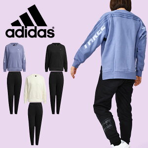 35%off 送料無料 アディダス レディース スウェット 上下セット adidas W WORDING クルー スウェット 裏起毛 トレーナー ロングパンツ ジャージ スエット セットアップ 上下組 スポーツウェア スポーツカジュアル 3本ライン 2021秋新作 BN650 BN673