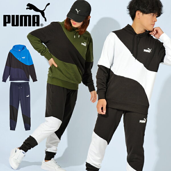 送料無料 プーマ メンズ レディース スウェット 上下セット PUMA POWER キャット フーディースウェット ロングパンツ 裏毛 上下組 セットアップ スポーツウェア トレーニング ウェア 2023秋冬新色 675746 675667