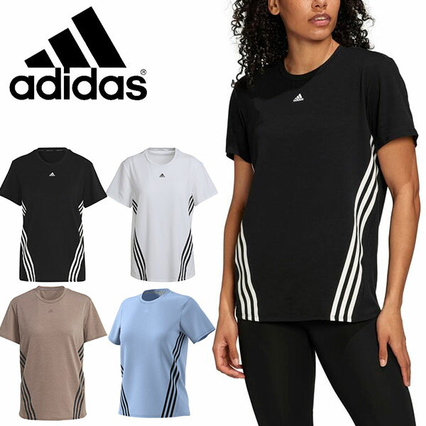 ゆうパケット発送！ 送料無料 アディダス レディース 半袖 Tシャツ adidas W TRAIN ICONS 3S Tシャツ スポーツウェア ランニング ジョギング トレーニング ウェア ジム 3本ライン 2023春新色 CA028