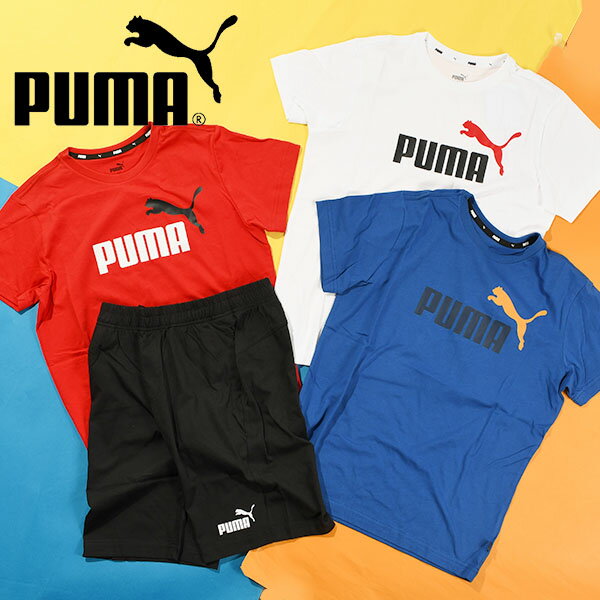 楽天エレファントSPORTS送料無料 プーマ キッズ 半袖 Tシャツ & ショーツ セット 上下セット PUMA ジュニア 子供 短パン ショートパンツ ロゴ 男の子 セットアップ 上下組み 子供服 2024春夏新色 849616