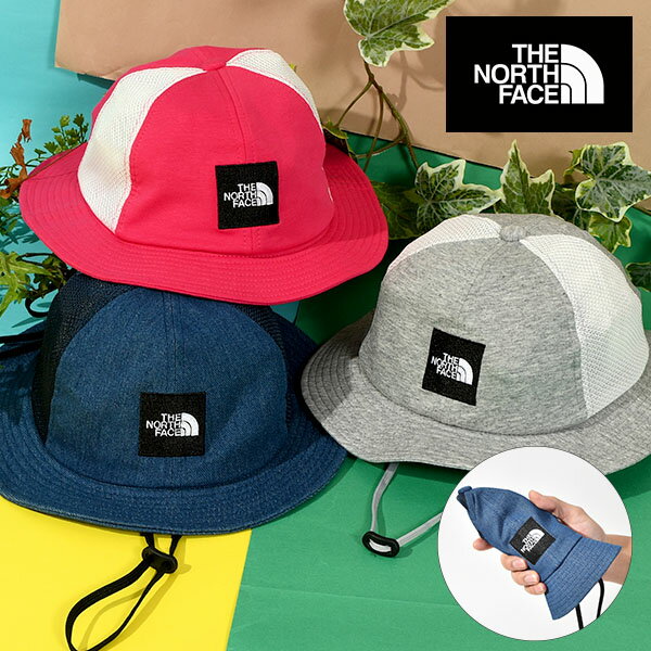 楽天エレファントSPORTS送料無料 ノースフェイス 折りたためる ハット キッズ THE NORTH FACE ザ・ノースフェイス Kids Square Logo Mesh Hat キッズ スクエアロゴメッシュハット 帽子 子供 紫外線 日差し防止 nnj02002 2024春夏新色