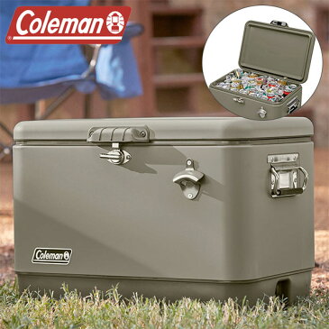 送料無料 コールマン Coleman 54QT スチールベルト クーラー セージ 51L クーラーボックス 大容量 大型 保冷 アウトドア キャンプ ファミリーキャンプ 釣り BBQ バーベキュー 海 海水浴 ビーチ 2159598 【あす楽配送】