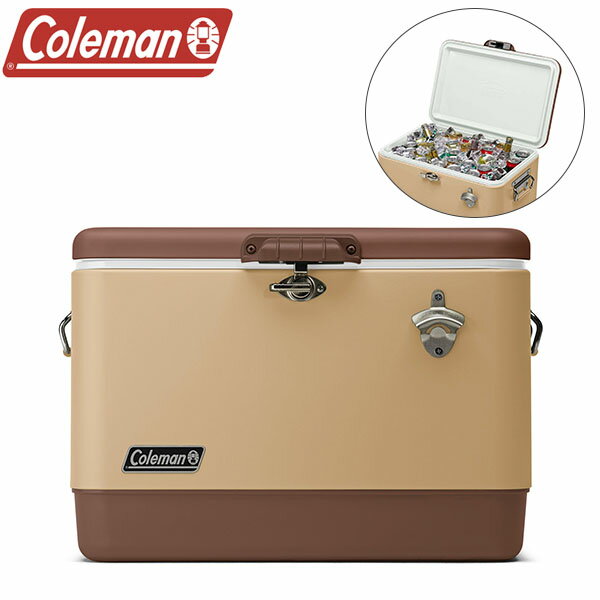 送料無料 復刻カラー コールマン Coleman 54QT スチールベルト クーラー バターナッツ 51L クーラーボックス 大容量 大型 保冷 アウトドア キャンプ ファミリーキャンプ 釣り BBQ バーベキュー 海 海水浴 ビーチ 2161177 【あす楽配送】