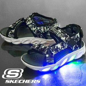 送料無料 光るサンダル スケッチャーズ SKECHERS キッズ HYPNO SPLASH SUN BREAKS ヒプノスプラッシュ サンブレイクス サンダル ストラップサンダル 男の子 ストラップ ベルクロ シューズ 靴 光る靴 迷彩 ブラック 黒 400077l 2023夏新作 20%off