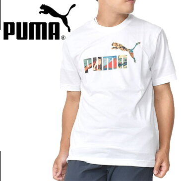 日本画 ロゴ 半袖 Tシャツ プーマ PUMA メンズ GRAPHIC SS Tシャツ カジュアル ロゴ クルーネック ホワイト 白 2020春夏新作 得割20 584616