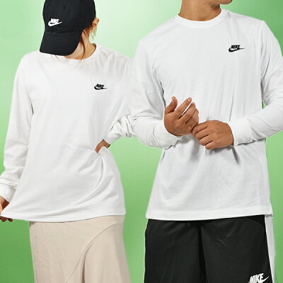 送料無料 ナイキ 長袖 Tシャツ メンズ レディース NIKE クラブ ロングスリーブ Tシャツ トップ ロンT スポーツウェア カジュアル ホワイト 白 ar5194