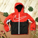 30%OFF 送料無料 ナイキ ジャケット キッズ 裏フリース NIKE SWOOSH WINDBREAKER ナイロン ウィンド 防寒 ジップ パーカー 子供 アウター ブラック レッド 黒 赤 86j331