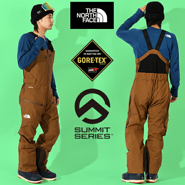 送料無料 ノースフェイス メンズ 高機能 GORE-TEX スノーボード ウェア THE NORTH FACE ゴアテックス ビブ パンツ RTG GORE-TEX Bib スキー サミットシリーズ ブラウン ns62526 2025-2026冬新作