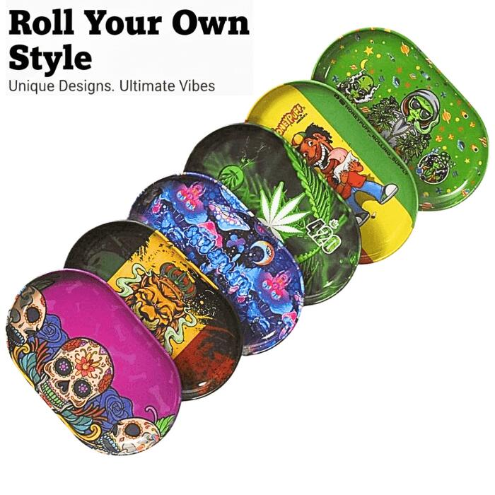 タバコトレー ローリングトレイ コンパクト 喫煙具 ジョイント トレー 手巻きたばこ CBD 喫煙アクセサリー 420 レゲエ風 スカル マリファナ柄 ガンジャ...