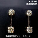 ★注文★【送料無料】鑑別書付属K18YG天然ダイヤダイヤ0.5ctチェーンピアス■5865(4)