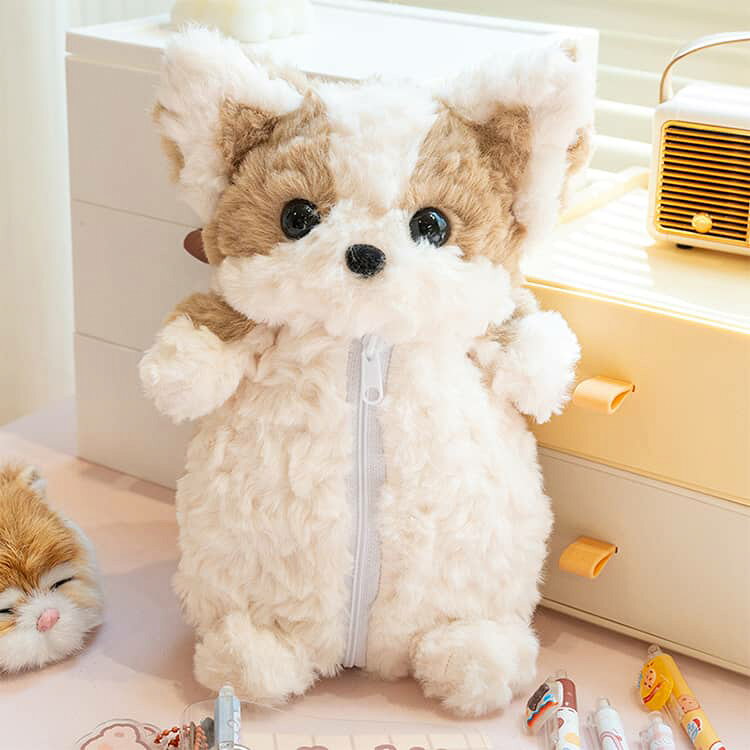 文具入れ 大容量 ペンポーチ ぬいぐるみ 犬 イヌ ぬいぐるみペンケース 筆入れ ペンケース 小物収納 もふもふ 立体 面白い ふわふわ かわいい ポーチ 筆箱 もこもこ 文房具入れ 収納ケース 動物デザイン 小学生 中学生 高校生 ギフト elevenone-10013758 クラッチバッグ elevenone サンプル画像3