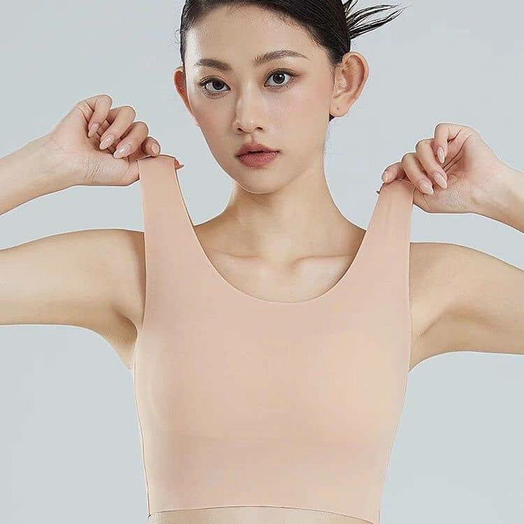 小さく見せる レディース シームレス ブラジャー ブラ ノンワイヤーブラ 胸を小さ...