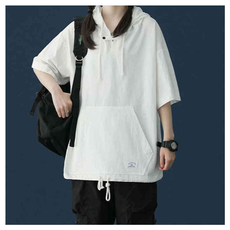 送料無料 レディースファッション トップス パーカー フード付き スポーティ 運動 春夏秋 半袖 五分袖 春夏 S 4xlサイズ展開 スリット お得 楽ちん メt 綿 4色 マニッシュ レディース