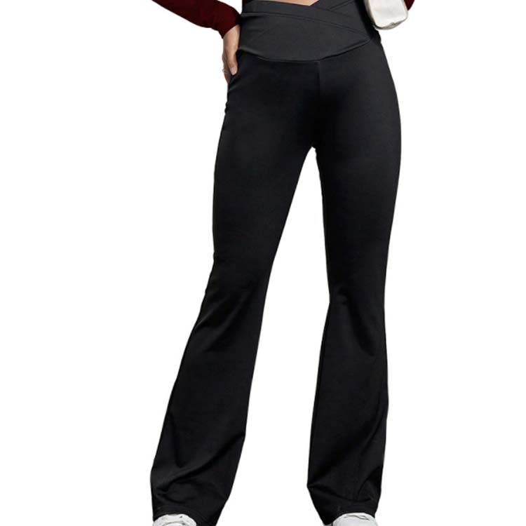 マタニティ パンツ フレアパンツ ウェストクロス マタニティ ズボン 妊婦 マタニティパンツ ベルボトム ロングパンツ 長ズボン 産前産後兼用 スリム 細身 ストレッチ ワイドパンツ オフィス OL ビジネス 通勤 3