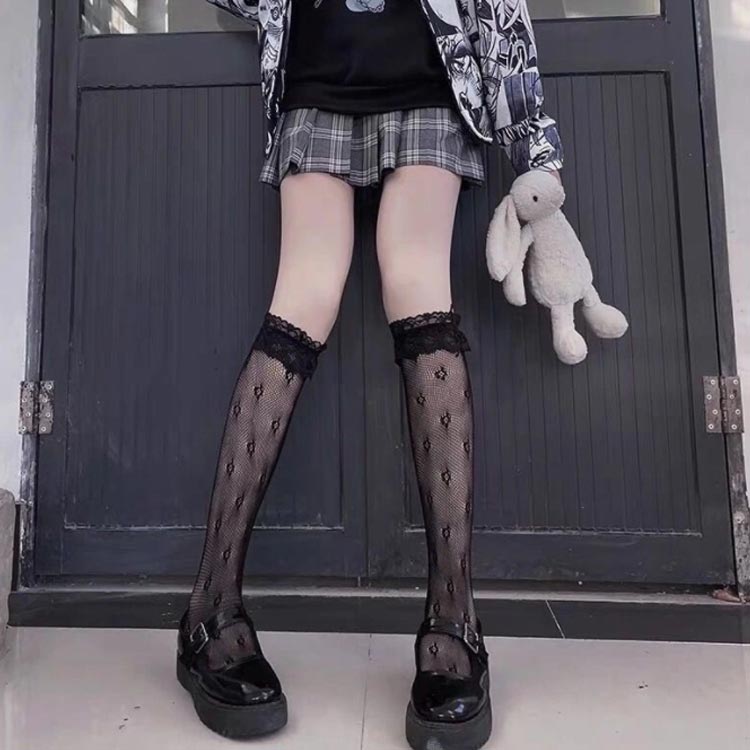 ハイソックス 女の子 キッズ リボン 靴下 無地 ジュニア キッズ 送料無料 小学生 女の子 シンプル 薄手 黒 白 透け感 涼しい 可愛い
