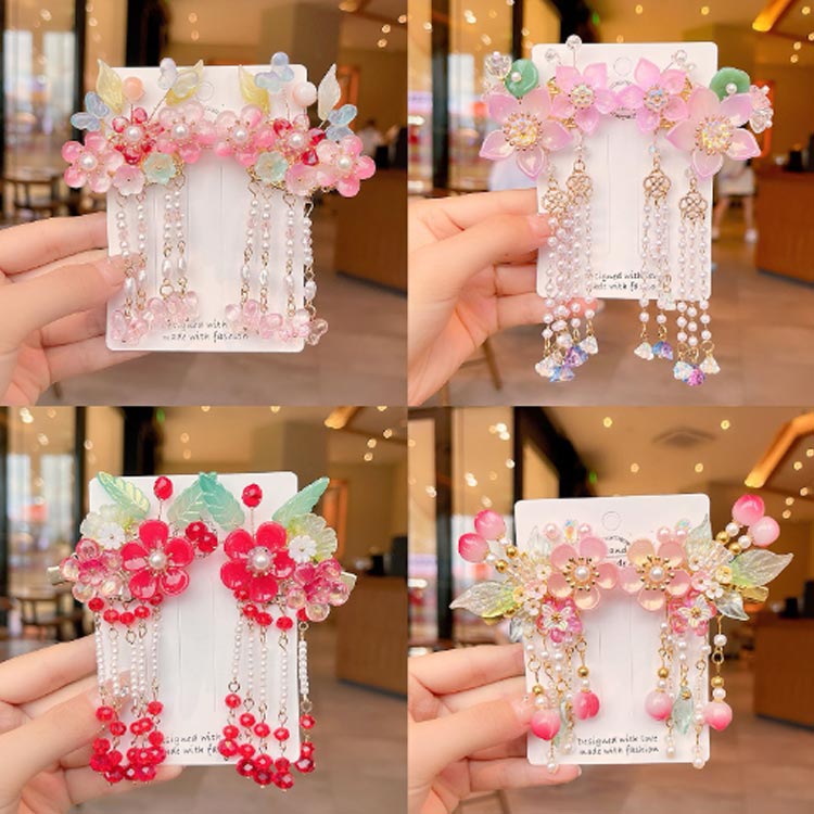 ヘアアクセサリー 髪飾り フラワー 浴衣 ビジュー ヘッドアクセサリー 可愛い キッ...
