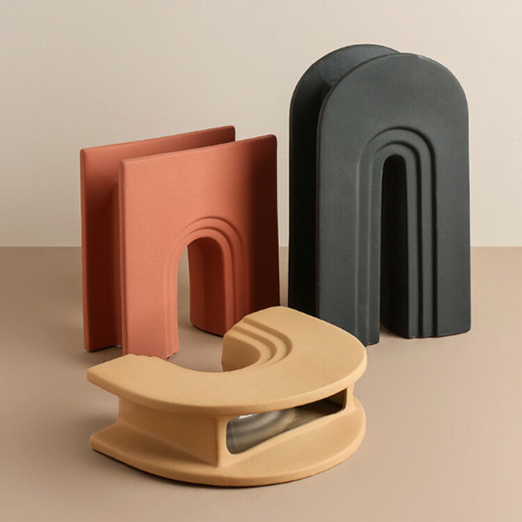 花瓶 陶器 フラワーベース モダン おしゃれ オブジェ 北欧 アーチ状 花器 置物 一輪挿し インテリア 雑貨 幾何学 個性的 アートフラワー ドライフラワー花 植物 花入れ 実用的 新生活 ギフト 3