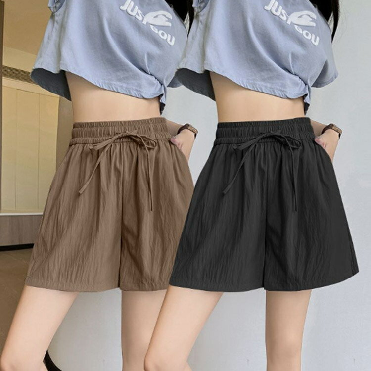 ハーフパンツ ショートパンツ ゆったり ワイド 接触冷感 2枚セット 短パン ショートパンツ 春 夏 レディース おしゃれ ショート ルームパンツ 薄手 半ズボン ボトムス ウエストゴム 大きいサイズ