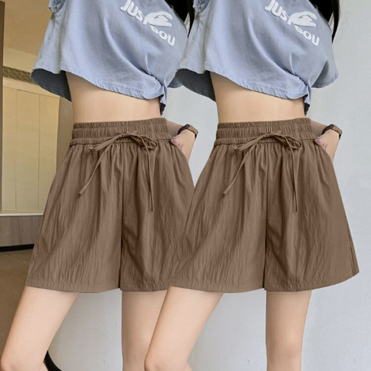 ハーフパンツ ショートパンツ ゆったり ワイド 接触冷感 2枚セット 短パン ショートパンツ 春 夏 レディース おしゃれ ショート ルームパンツ 薄手 半ズボン ボトムス ウエストゴム 大きいサイズ