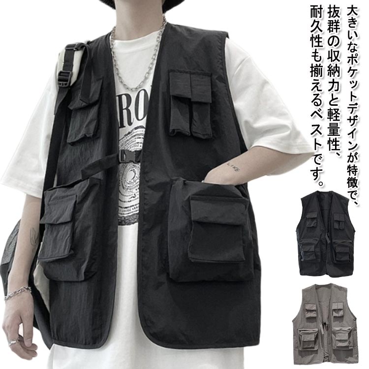 樂天商城 - 春夏 ジャケット 作業服 ノースリーブ お釣り メンズ 多機能ベスト カメラマンベスト アウトドアベスト チョッキ カジュアル 大きいサイズ 野外撮影 登山 団体服