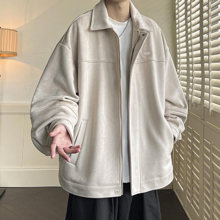 コーチジャケット メンズ ジャケット フェイクスエード アウター 長袖 ウインドブレーカー ライトアウター ルーズ オーバーサイズ 春アウター 裏地付き アメカジ キレイめ カジュアル シンプル ストリート系 春 春服 秋 秋服