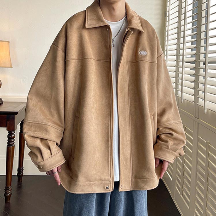コーチジャケット メンズ ジャケット フェイクスエード アウター 長袖 ウインドブレーカー ライトアウター ルーズ オーバーサイズ 春アウター 裏地付き アメカジ キレイめ カジュアル シンプル ストリート系 春 春服 秋 秋服