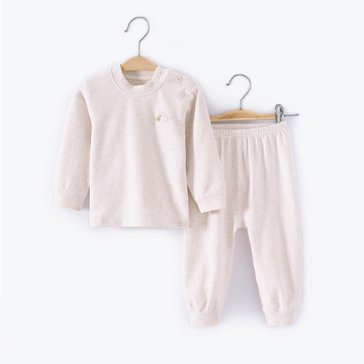 ラウンドネック セットアップ パジャマ 送料無料 寝間着 ベビー ルームウエア 男の子 部屋着 女の子 コットン 綿 シンプル 子供服 長袖 長ズボン 秋 可愛い 無地 暖かい キッズ — vista 2