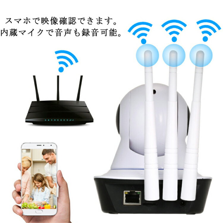 防犯カメラ ワイヤレス SDカード付 屋内 ネットワークカメラ Wifi 1080P 200万画素 ベビーカメラ ベビーモニター ペットモニター 音声 スマホ IPカメラ P2P防犯カメラ 監視カメラ 見守りカメラ スマホ対応 SDカード録画 動体検知