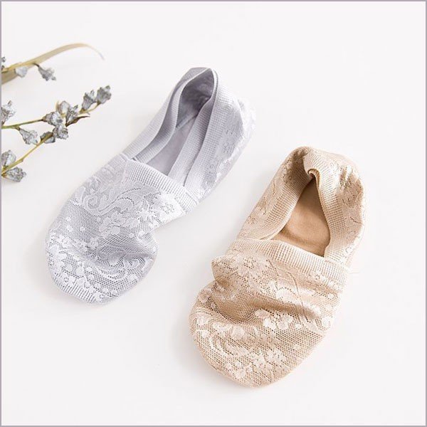 送料無料 ソックス フットカバー2足セット 靴下 500 送料無料 お試しソックス フットカバー滑り止め付き レディース脱げない レース 刺繍パンプスソックス パンプス用