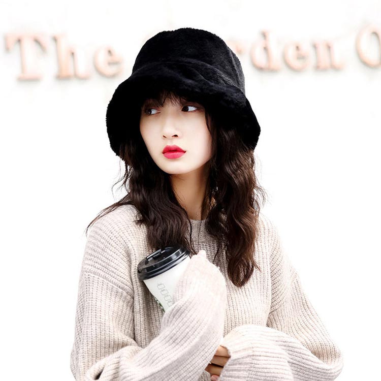 送料無料 ファーバケットハット バケットハット ファー帽子 レディース ハット ファー ふわふわ あったか 厚手 もこもこ 防寒 保温 かわいい 小顔効果 おしゃれ 無地 プレゼント 冬物 レディースファッション